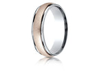 Benchmark® 14 kt Two Tone Goldd 6mm Comfort-fit Wirebrush Finish Design Wedding Band Ring