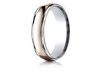 Benchmark® 14 kt Two Tone Goldd 6mm Comfort-fit High Polished Carved Design Wedding Band Ring