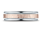 Benchmark® 14 kt Two Tone Goldd 6mm Comfort-fit Hammer Finish Design Wedding Band Ring