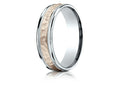 Benchmark® 14 kt Two Tone Goldd 6mm Comfort-fit Hammer Finish Design Wedding Band Ring