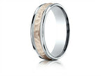 Benchmark® 14 kt Two Tone Goldd 6mm Comfort-fit Hammer Finish Design Wedding Band Ring