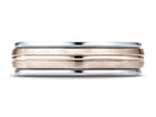 Benchmark® 14 kt Two Tone Goldd 6mm Comfort-fit Satin Finish Center Cut Design Wedding Band Ring