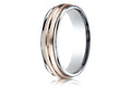 Benchmark® 14 kt Two Tone Goldd 6mm Comfort-fit Satin Finish Center Cut Design Wedding Band Ring