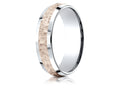 Benchmark® 14 kt Two Tone Goldd 6mm Comfort-fit Hammer Finish Beveled Edge Design Wedding Band Ring