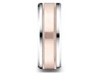 Benchmark® 14 kt Two Tone Goldd 8mm Comfort-fit Drop Bevel Satin Finish Milgrain Design Wedding Band Ring