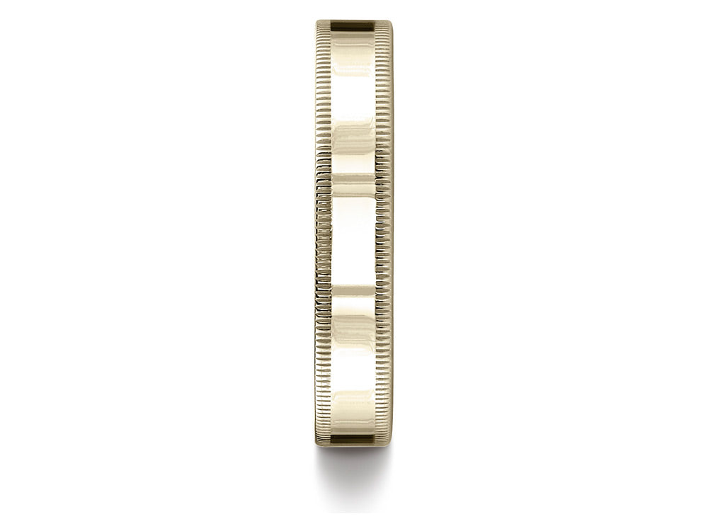 Benchmark® 18k Gold 4mm Flat Comfort-fit Wedding Band / Ring With Milgrain