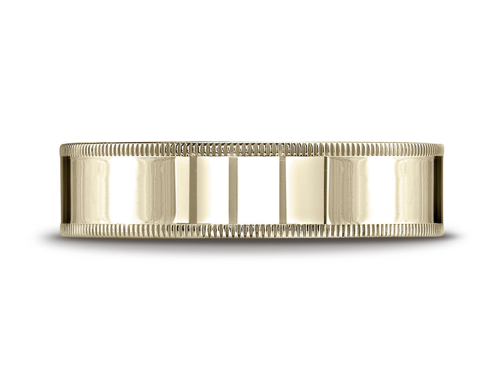 Benchmark® 14k Gold 6mm Flat Comfort-fit Wedding Band / Ring With Milgrain