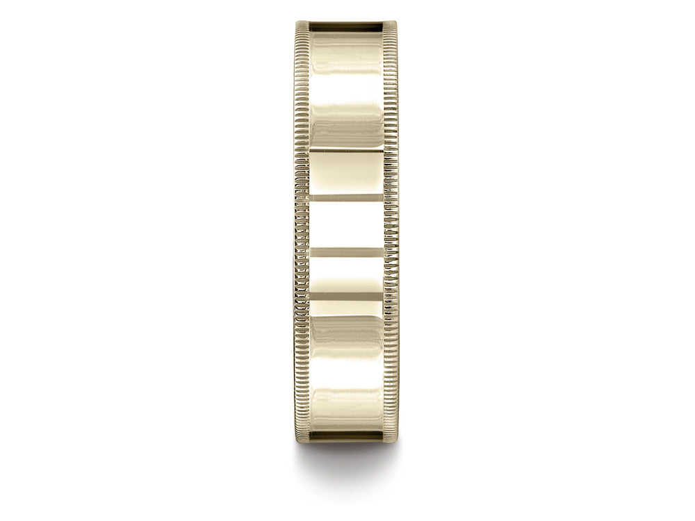 Benchmark® 14k Gold 6mm Flat Comfort-fit Wedding Band / Ring With Milgrain