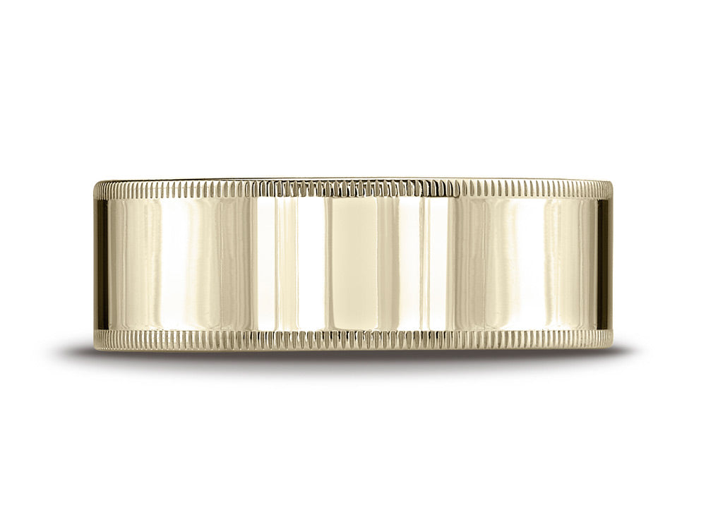 Benchmark® 14k Gold 8mm Flat Comfort-fit Wedding Band / Ring With Milgrain
