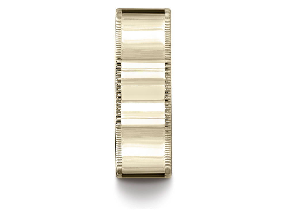 Benchmark® 14k Gold 8mm Flat Comfort-fit Wedding Band / Ring With Milgrain