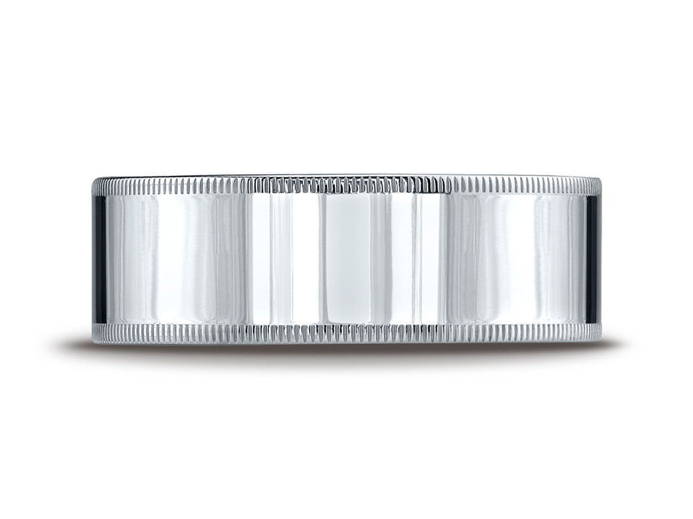 Benchmark® 18k Gold 8mm Flat Comfort-fit Wedding Band / Ring With Milgrain