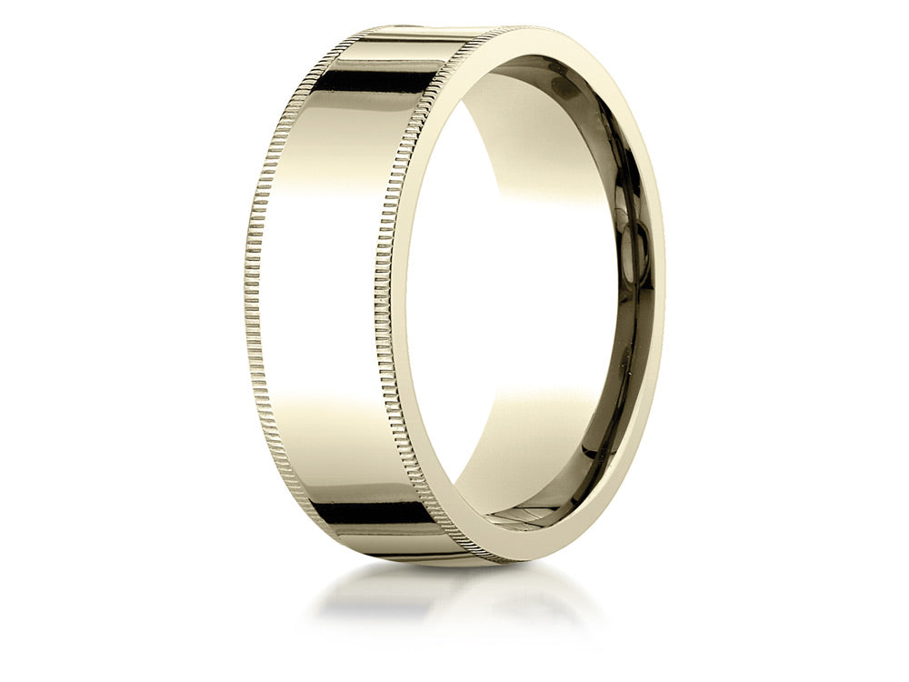 Benchmark® 18k Gold 8mm Flat Comfort-fit Wedding Band / Ring With Milgrain