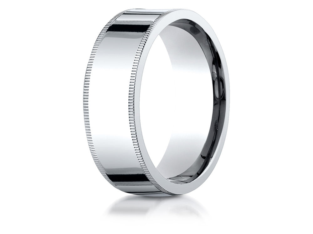 Benchmark® 18k Gold 8mm Flat Comfort-fit Wedding Band / Ring With Milgrain