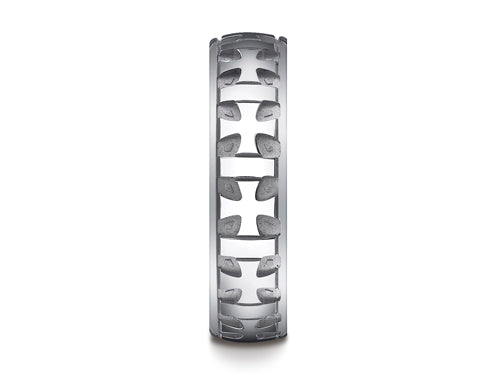 Benchmark® 6mm Comfort-fit Gaelic Cross Carved Design Wedding Band Ring