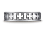 Benchmark® 6mm Comfort-fit Gaelic Cross Carved Design Wedding Band Ring
