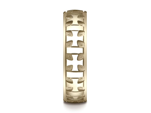 Benchmark® 6mm Comfort-fit Gaelic Cross Carved Design Wedding Band Ring