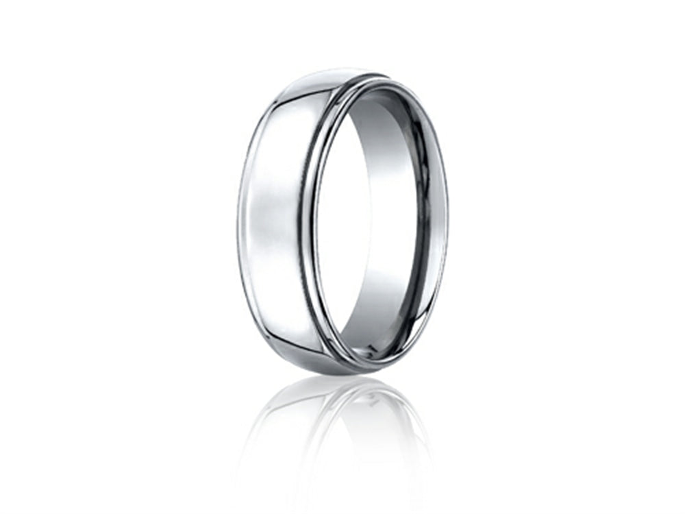 Benchmark® Cobalt Chrome™ 7mm Comfort-fit High Polished Design Ring