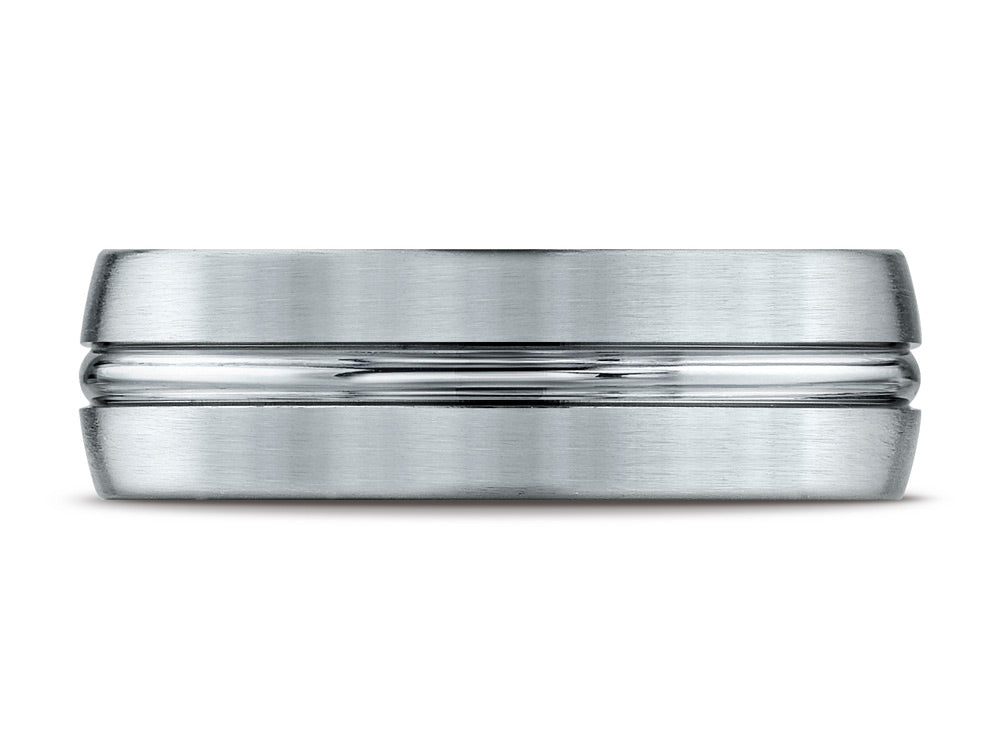 Benchmark® 10k Gold 7mm Comfort-fit Satin-finished With High Polished Center Cut Carved Design Wedding Band Ring