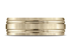 Benchmark® 14k Gold 7mm Comfort-fit Satin-finished With Parallel Grooves Carved Design Wedding Band Ring