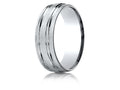 Benchmark® 10k Gold 7mm Comfort-fit Satin-finished With Parallel Grooves Carved Design Wedding Band Ring