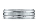 Benchmark® 18k Gold 7mm Comfort-fit Satin-finished With Parallel Grooves Carved Design Wedding Band Ring