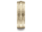 Benchmark® 18k Gold 7mm Comfort-fit Satin-finished With Parallel Grooves Carved Design Wedding Band Ring