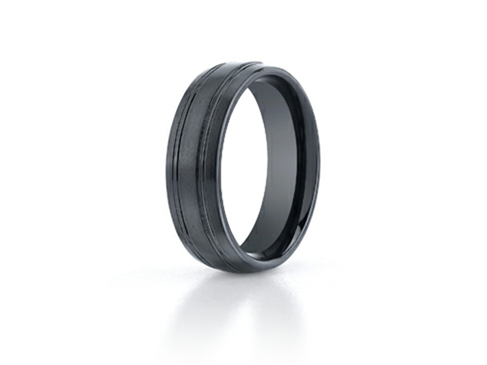 Benchmark® Ceramic 7mm Comfort-fit Satin-finished Design Ring