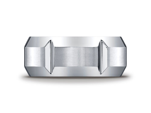 Benchmark® Cobalt Chrome™ 10mm Comfort-fit Satin-finished Polished Grooves and Beveled Edge Ring
