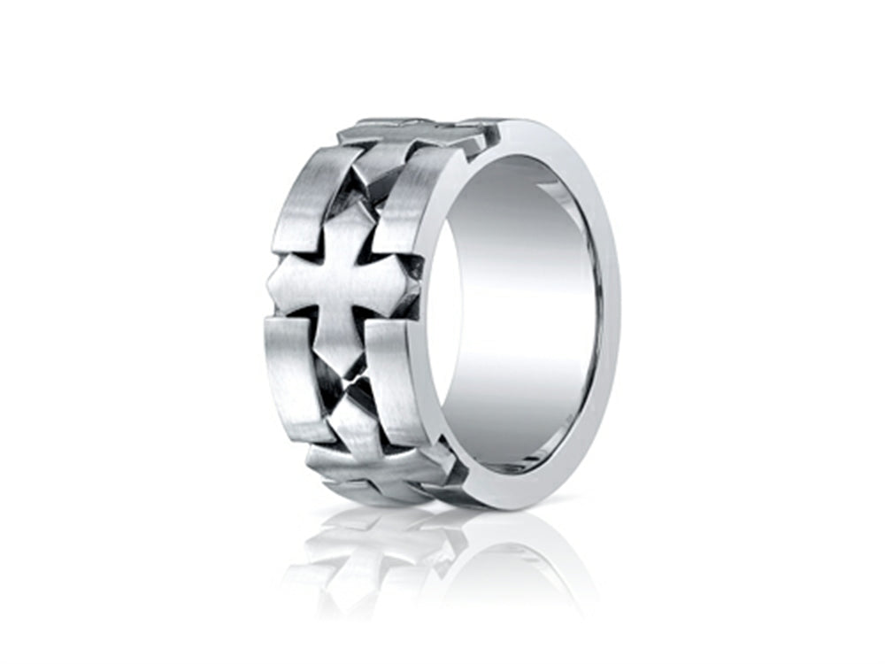 Benchmark® Cobalt Chrome™ 10mm Comfort-fit Satin-finished Celtic Cross Design Ring