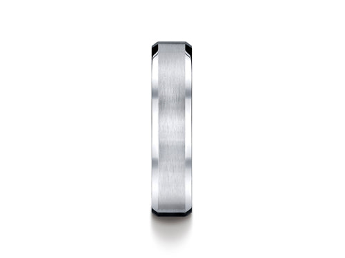 Benchmark® Cobalt Chrome™ 6mm Comfort-fit Satin-finished Beveled Edge Design Ring