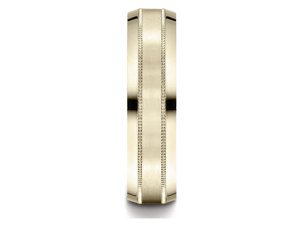 Benchmark® 10k Gold 6mm Comfort-fit Satin-finished With Milgrain Carved Design Wedding Band Ring