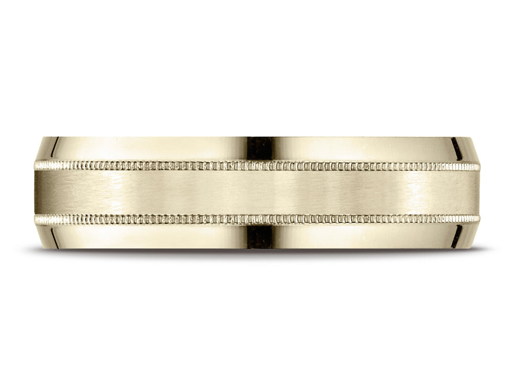 Benchmark® 18k Gold 6mm Comfort-fit Satin-finished With Milgrain Carved Design Wedding Band Ring