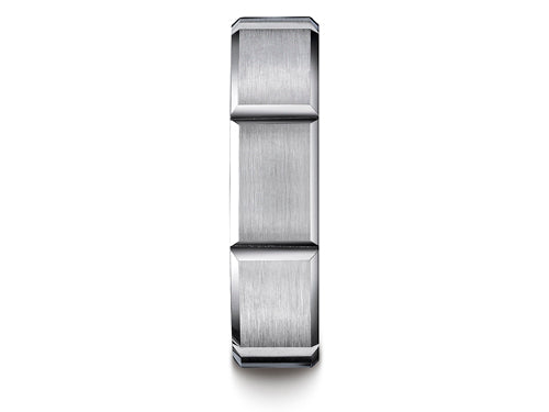 Benchmark® 6mm Comfort-fit Satin-finished Grooves Carved Design Wedding Band Ring