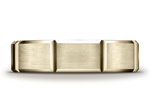 Benchmark® 6mm Comfort-fit Satin-finished Grooves Carved Design Wedding Band Ring