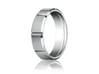 Benchmark® 6mm Comfort-fit Satin-finished Grooves Carved Design Wedding Band Ring