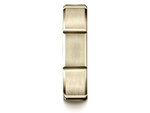Benchmark® 6mm Comfort-fit Satin-finished Grooves Carved Design Wedding Band Ring