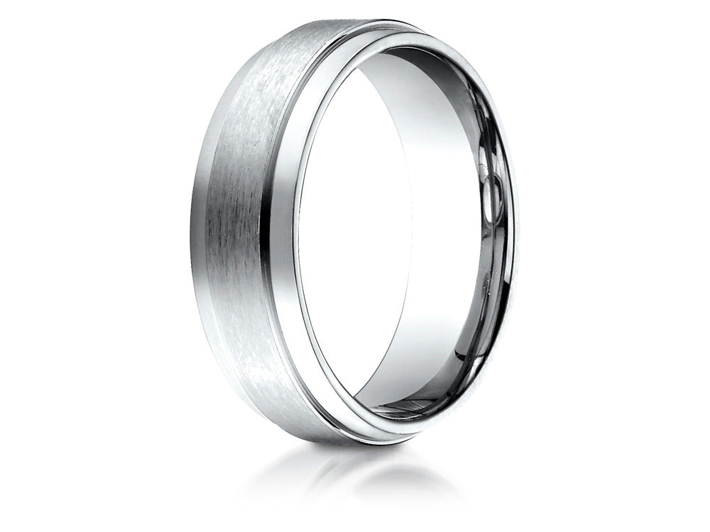 Benchmark® 14k Gold 7mm Comfort-fit Satin-finished With High Polished Drop Edge Carved Design Wedding Band Ring