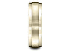 Benchmark® 10k Gold 7mm Comfort-fit Satin-finished With High Polished Drop Edge Carved Design Wedding Band Ring