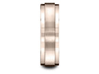 Benchmark® 14k Rose Gold 7mm Comfort-fit Satin-finished With High Polished Drop Edge Carved Design Wedding Band Ring