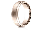 Benchmark® 14k Rose Gold 7mm Comfort-fit Satin-finished With High Polished Drop Edge Carved Design Wedding Band Ring