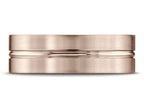 Benchmark® 14k Rose Gold 7mm Comfort-fit Satin-finished With High Polished Center Cut Carved Design Wedding Band Ring