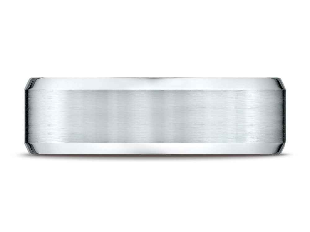 Benchmark® 14k Gold 7mm Comfort-fit Satin-finished With High Polished Beveled Edge Carved Design Wedding Band Ring