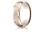 Benchmark® 14k Rose Gold 7mm Comfort-fit Satin-finished With High Polished Beveled Edge Carved Design Wedding Band Ring