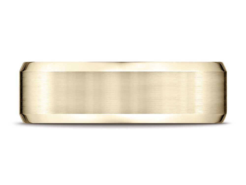 Benchmark® 18k Gold 7mm Comfort-fit Satin-finished With High Polished Beveled Edge Carved Design Wedding Band Ring