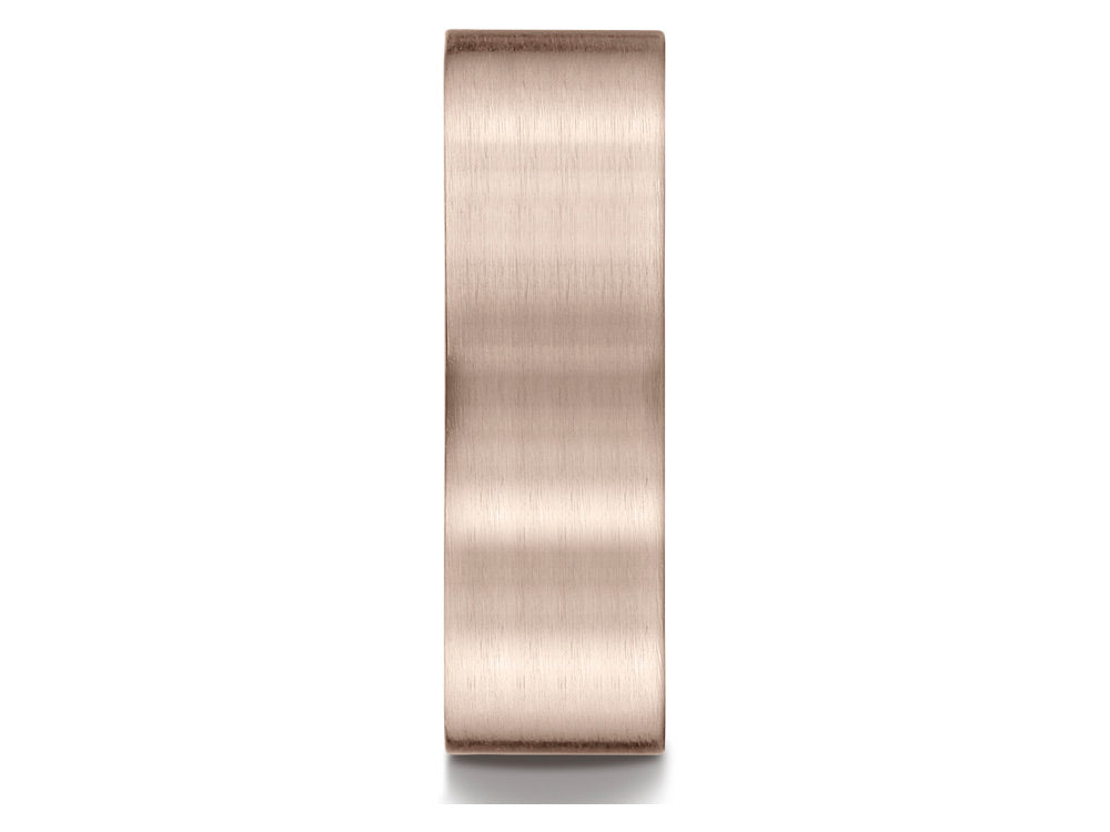 Benchmark® 14k Rose Gold 7mm Comfort-fit Satin-finished Carved Design Wedding Band Ring