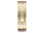 Benchmark® 14k Gold 7mm Comfort-fit Satin-finished With Parallel Grooves Carved Design Wedding Band Ring