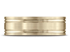 Benchmark® 10k Gold 7mm Comfort-fit Satin-finished With Parallel Grooves Carved Design Wedding Band Ring