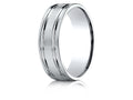 Benchmark® 10k Gold 7mm Comfort-fit Satin-finished With Parallel Grooves Carved Design Wedding Band Ring