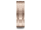 Benchmark® 14k Rose Gold 7mm Comfort-fit Satin-finished With Parallel Grooves Carved Design Wedding Band Ring