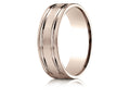 Benchmark® 14k Rose Gold 7mm Comfort-fit Satin-finished With Parallel Grooves Carved Design Wedding Band Ring